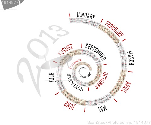 Image of 2013 calendar spiral