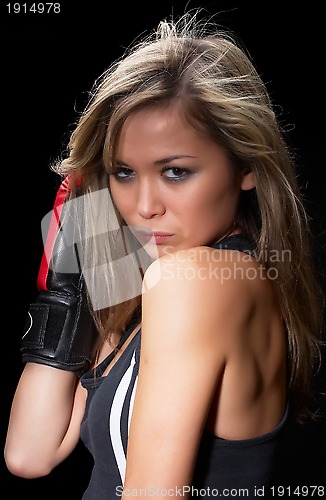 Image of Pretty girl with boxing gloves