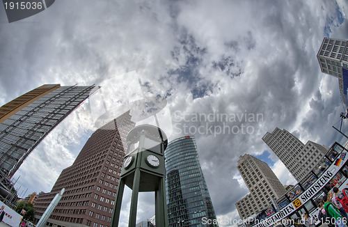 Image of Wide angle street view of Berlin Buildings