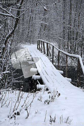 Image of Bridge Over River in the Winter