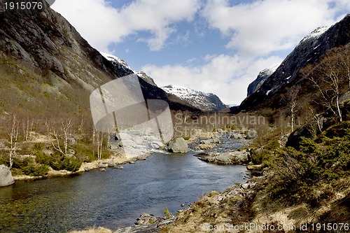 Image of rural valley with riveron norway