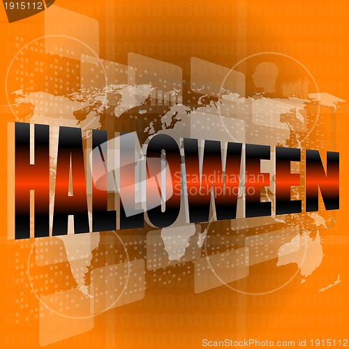 Image of abstract orange background with word halloween - october holiday theme