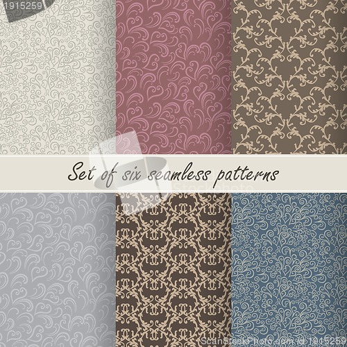 Image of Set of six vector seamless patterns