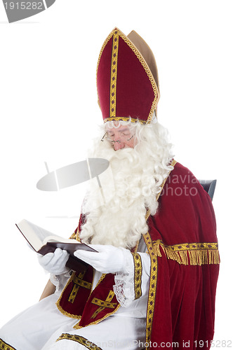 Image of Sinterklaas and his book