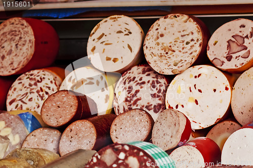 Image of butcher shop with sausage offer
