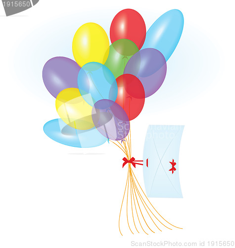 Image of Ribbon letter and balloons Raster