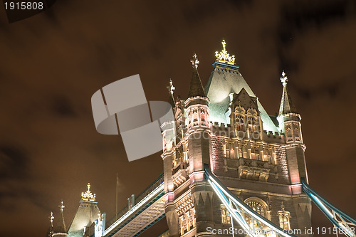 Image of Lights and Colors of Tower Bridge at Night - London