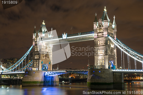 Image of Lights and Colors of Tower Bridge at Night - London