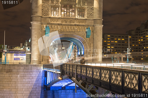Image of Tower Bridge architectural detail at Night - London
