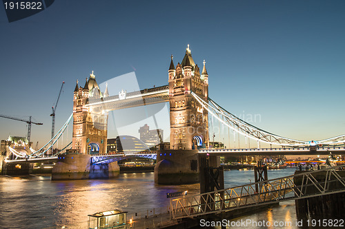Image of Beautiful colors of Tower Bridge at Dusk - London