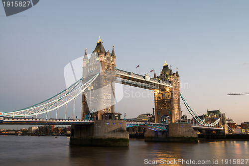 Image of Famous Tower Bridge at night, seen from Tower of London Area, UK