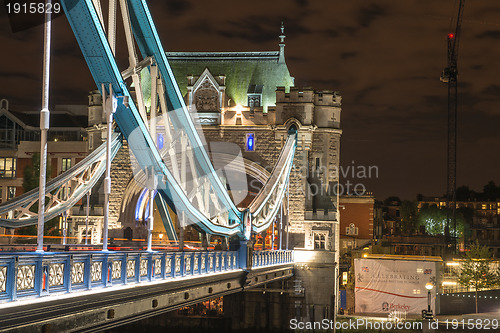Image of Tower Bridge architectural detail at Night - London