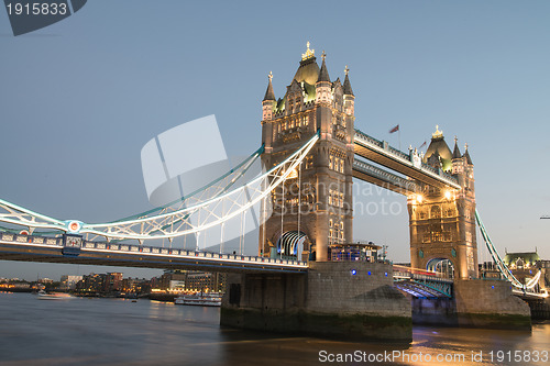Image of Famous Tower Bridge at night, seen from Tower of London Area, UK