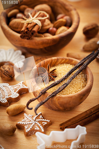 Image of Ingredients for baking Christmas cookies