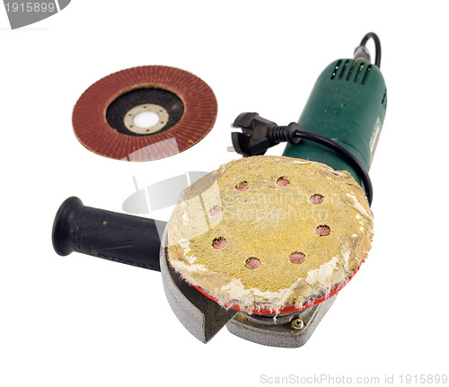 Image of sander grinder tool worn sandpaper head 