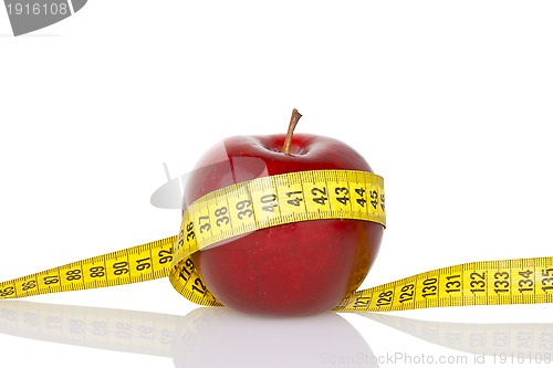 Image of Red apple with measure tape