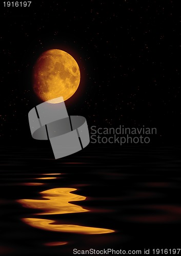 Image of Full moon reflected in water