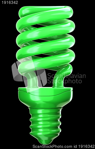Image of efficiency and eco friendly technology: green light bulb