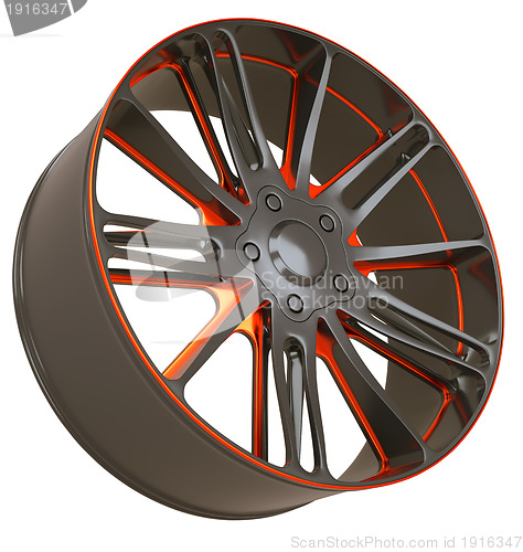 Image of Front side view of Alloy wheel isolated