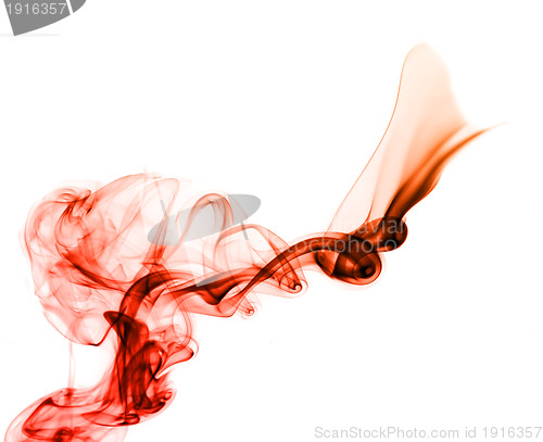 Image of Red Abstract smoke swirls on white