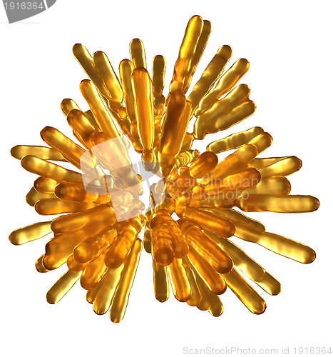 Image of Abstract Golden frozen fluid columns in spherical shape isolated