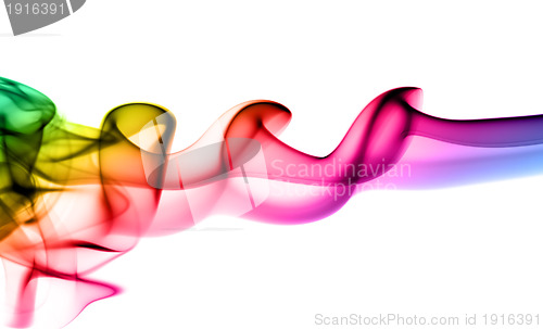 Image of Abstract colorful fume waves on white