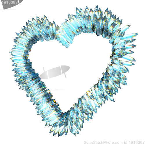 Image of jealousy and sharp love: crystal heart shape isolated 