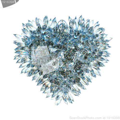 Image of sharp love and jealousy: crystal heart shape isolated