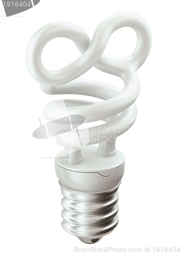 Image of Endlessness symbol light bulb isolated on white