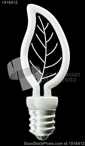 Image of Energy efficiency: leaf light bulb isolated