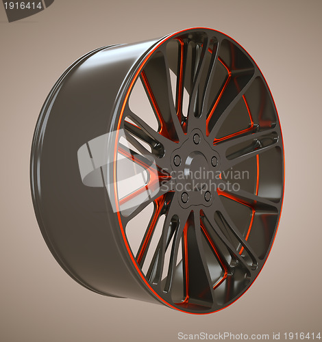 Image of Vehicle Black and red disc or wheel