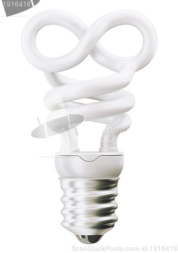 Image of infinity or eternity symbol light bulb over white