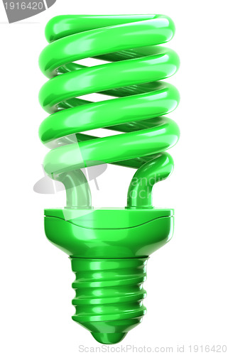 Image of green light bulb: efficiency and eco friendly technology