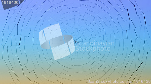 Image of Bullet hole: broken gradient color glass pattern