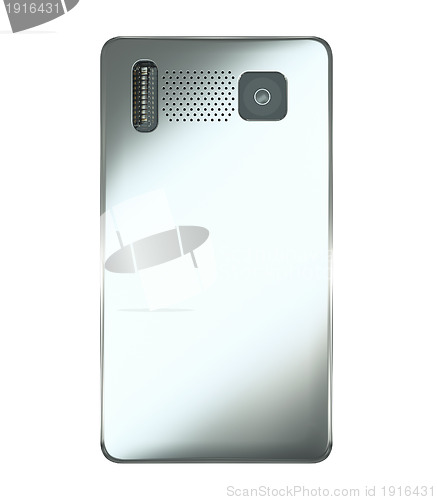 Image of Rear view of smart phone isolated