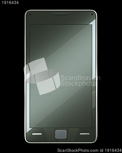 Image of Front view of smart phone with touch screen 