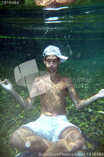 Image of man underwater in the pool