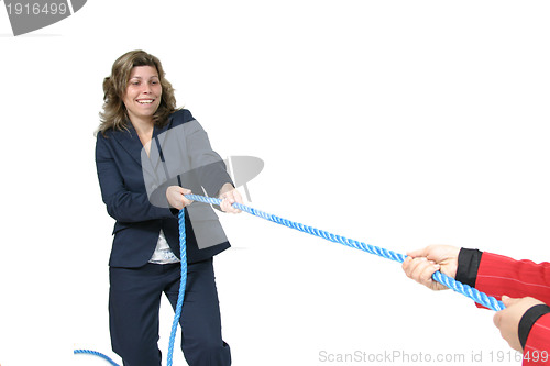 Image of businesswoman boss with rope