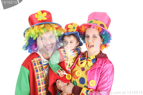 Image of happy clown family