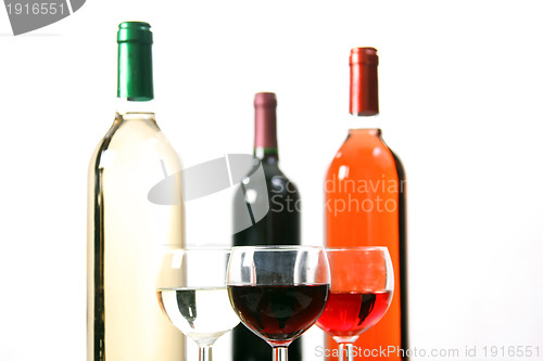 Image of Red, rose and white wine, drink photo