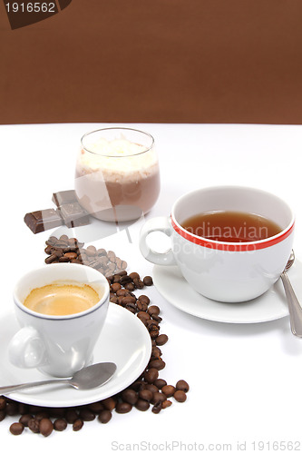 Image of coffe,tea and choco cream