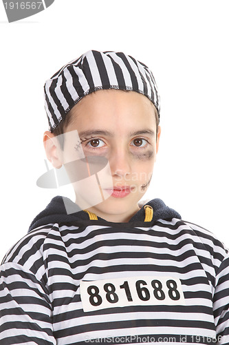 Image of A view of a sad prisoner in jail 