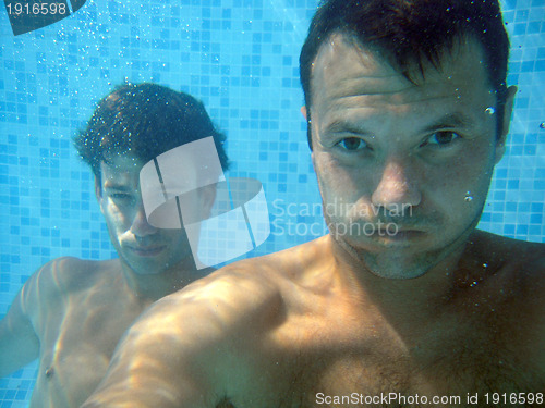 Image of man underwater in the pool