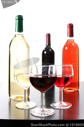 Image of Red, rose and white wine, drink photo