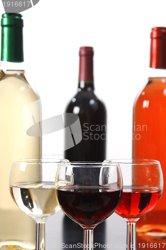 Image of Red, rose and white wine, drink photo