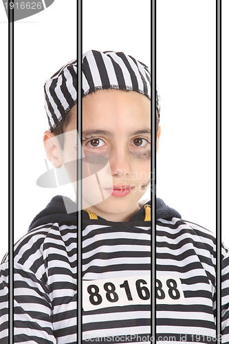 Image of A view of a sad prisoner in jail 