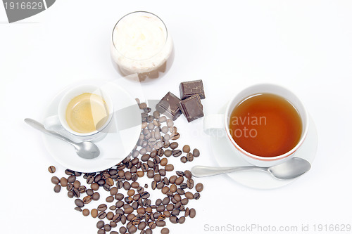 Image of coffe,tea and choco cream