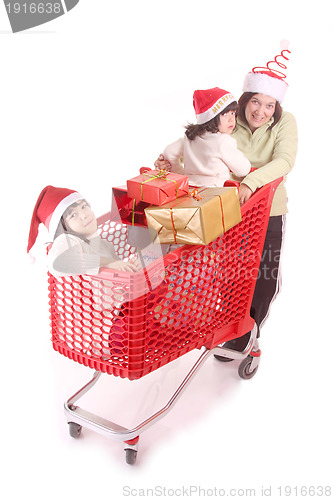Image of mother and daughter and the shopping cart