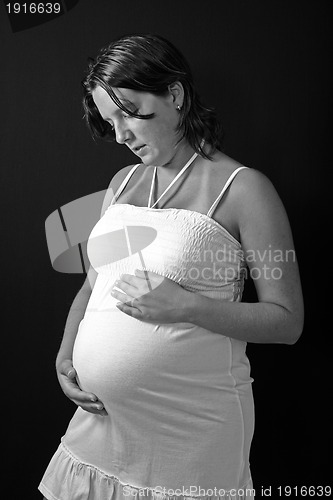 Image of beautiful pregnant woman expecting a boy