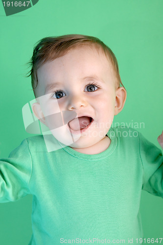 Image of happy baby boy, studio photo session